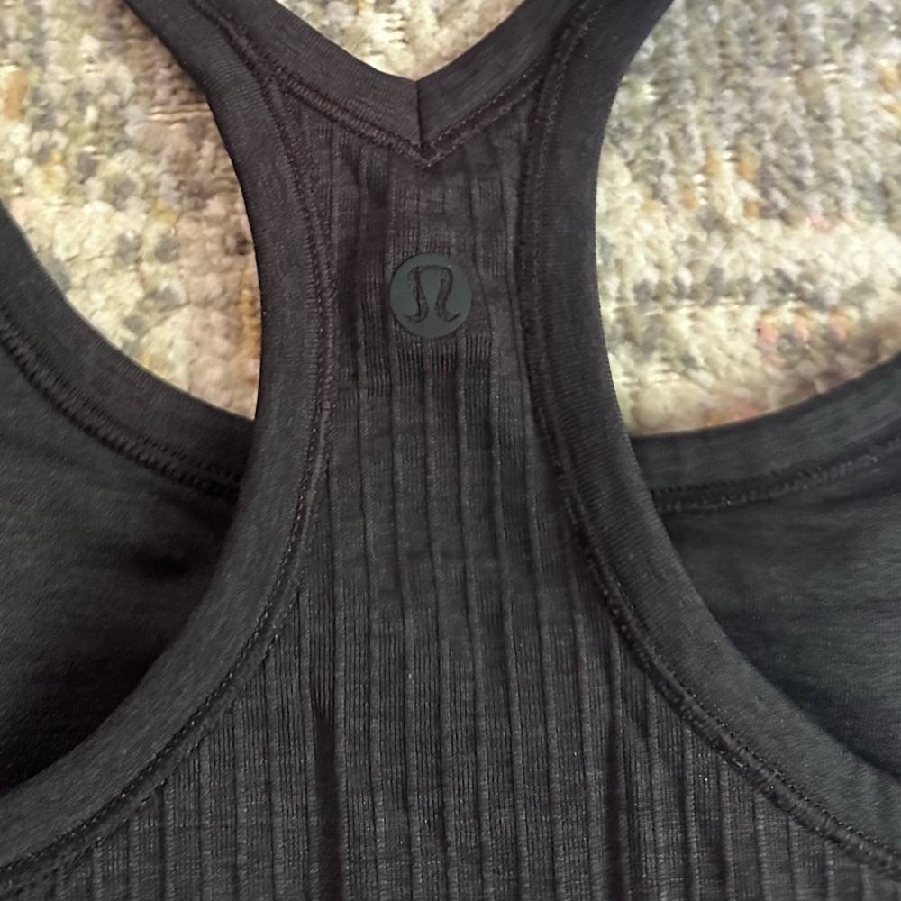 Lululemon Ebb to Street Racerback Tank Ribbed Black Size 6 Athleisure Gym Yoga - Picture 6 of 8